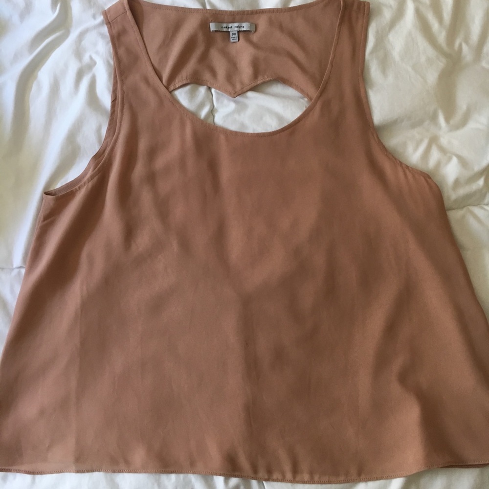 Tan flowy tank with heart cutout